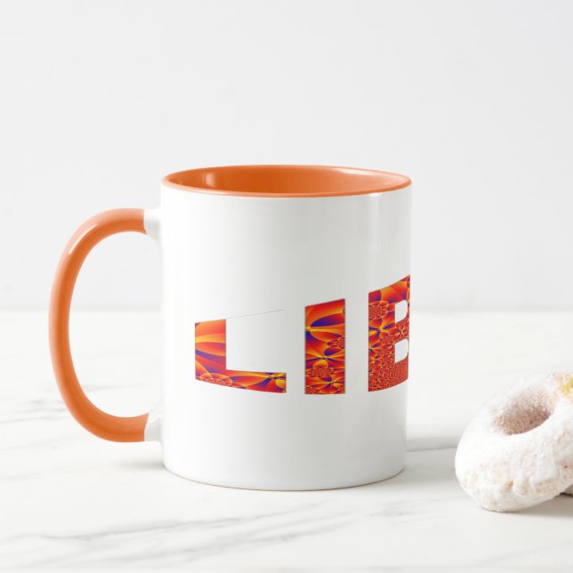 Libra - Firey Orange Yellow Blue Mug (With Donut)