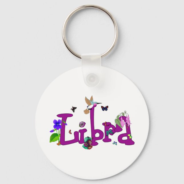 Libra Flowers Key Ring (Front)