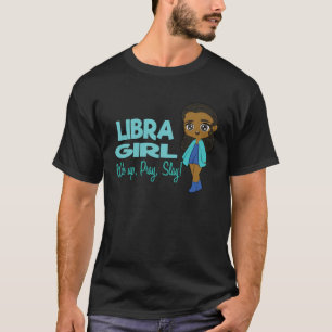 Libra Girl Black Queen Black Women Afro Zodiac T-Shirt