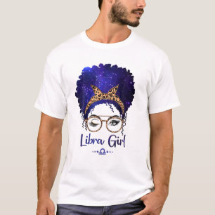 Libra Girl Zodiac Astrology Star Sign Leopard Head T-Shirt