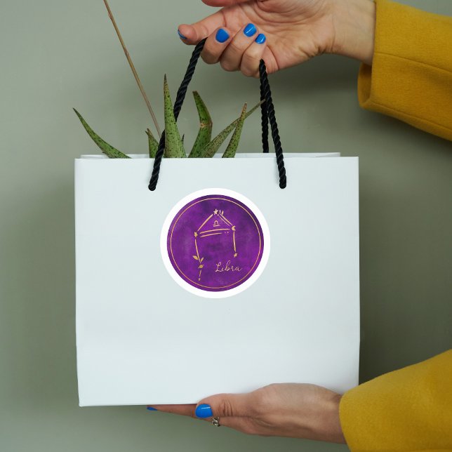 Libra Gold Foil Zodiac Sign Constellation  Classic Round Sticker (Creator Uploaded)