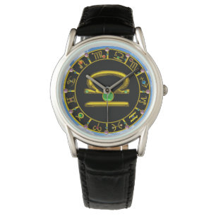 LIBRA GOLD ZODIAC BIRTHDAY JEWEL,Green ,Black Watch