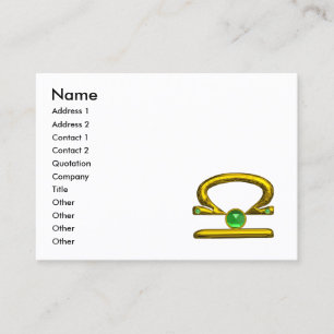 LIBRA  GOLD ZODIAC JEWEL Green Emerald  Business Card