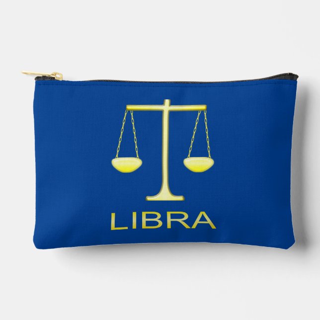 Libra Golden Scales Star Sign Accessory Pouch (Front)