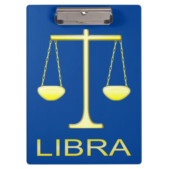 Libra Golden Scales Star Sign Clipboard (Front)