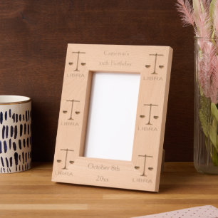 Libra Golden Scales Star Sign Custom Birthday Etched Frames