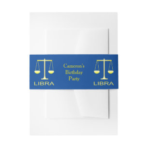 Libra Golden Scales Star Sign Custom Invitation Belly Band