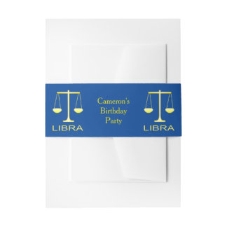 Libra Golden Scales Star Sign Custom Invitation Belly Band