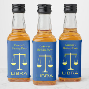 Libra Golden Scales Star Sign Custom Liquor Bottle Label