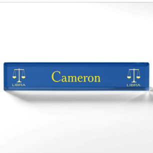 Libra Golden Scales Star Sign Custom Name Nameplate