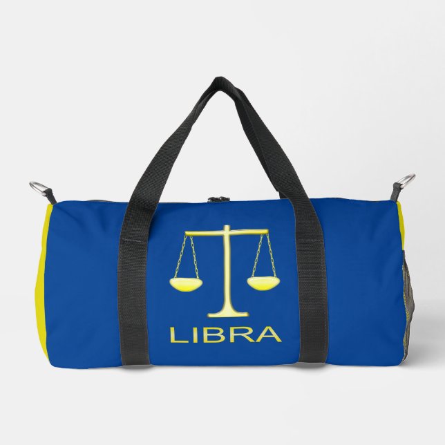 Libra Golden Scales Star Sign Duffle Bag (Front)