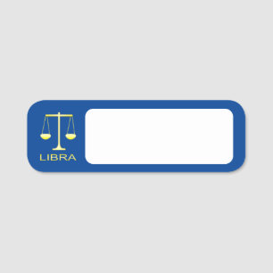 Libra Golden Scales Star Sign Name Tag