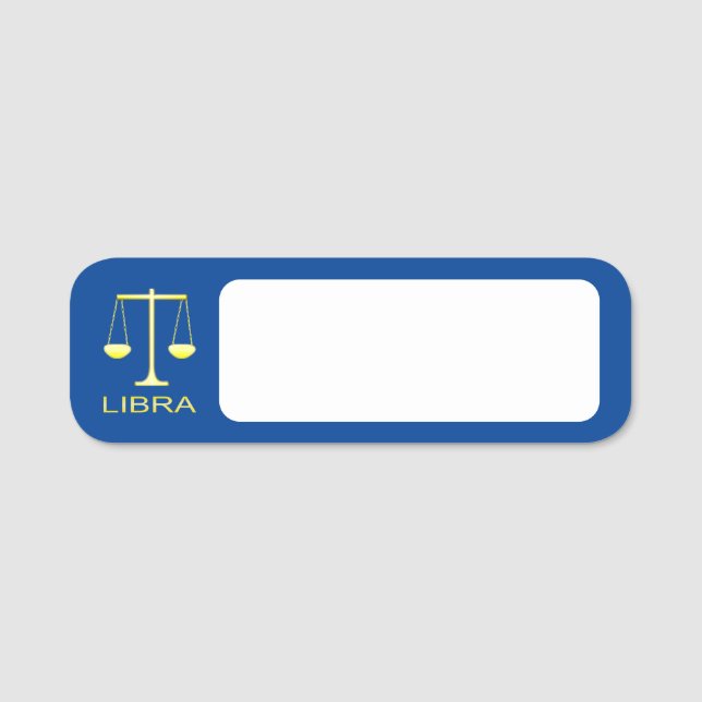 Libra Golden Scales Star Sign Name Tag (Front)