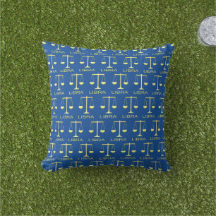 Libra Golden Scales Star Sign Patterned Cushion