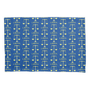 Libra Golden Scales Star Sign Patterned Pillowcase