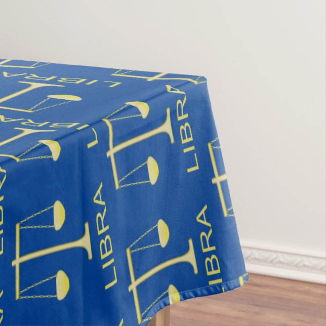 Libra Golden Scales Star Sign Patterned Tablecloth (In Situ)