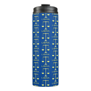 Libra Golden Scales Star Sign Patterned Thermal Tumbler