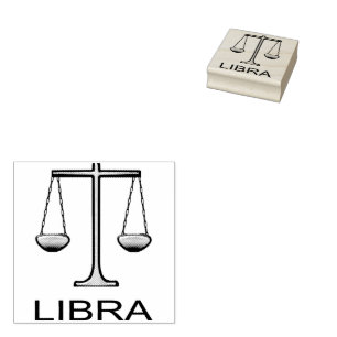 Libra Golden Scales Star Sign Rubber Stamp