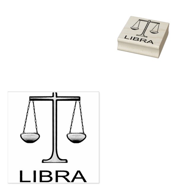 Libra Golden Scales Star Sign Rubber Stamp (Stamped)