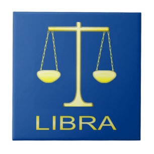 Libra Golden Scales Star Sign Tile