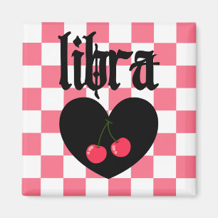 Libra Gothic Aesthetic Chequered Cherries Design Magnet