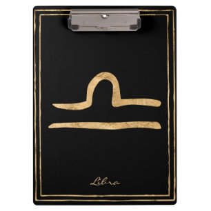 Libra hammered gold stylised astrology symbol clipboard