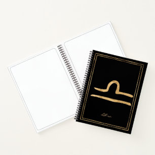 Libra hammered gold stylised astrology symbol not notebook