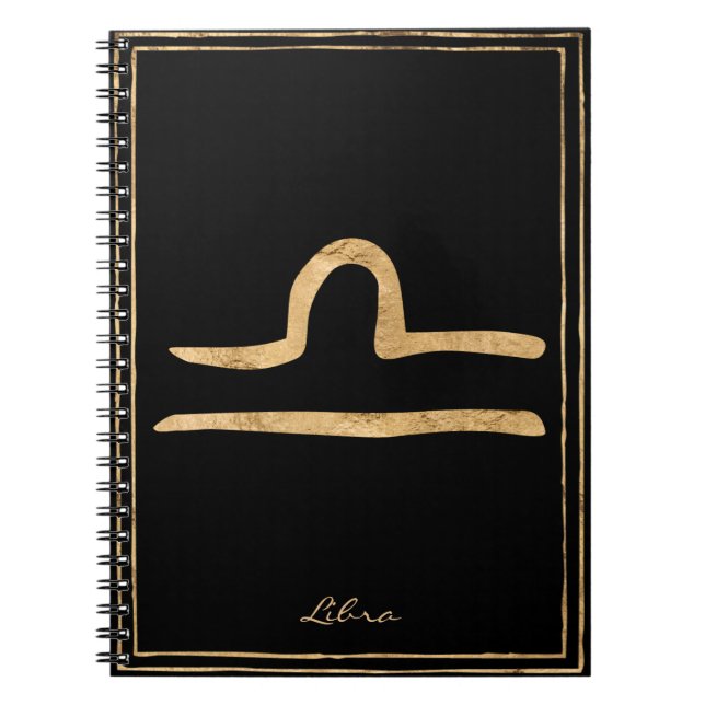 Libra hammered gold stylised astrology symbol  notebook (Front)