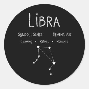 Libra Horoscope Astrology Star Sign Birthday Gift Classic Round Sticker