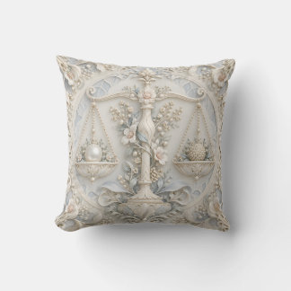 Libra Ivory Blue Porcelain Relief Style Cushion