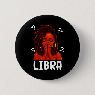Libra Locd Black Woman Pray Christian Zodiac Birth 6 Cm Round Badge