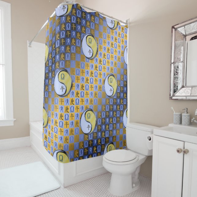 Libra & Metal Horse Shower Curtain (In Situ)