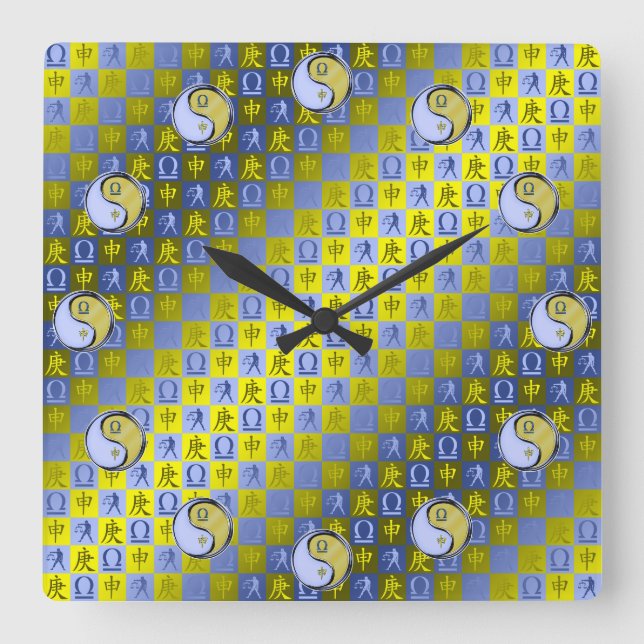 Libra & Metal Monkey Square Wall Clock (Front)