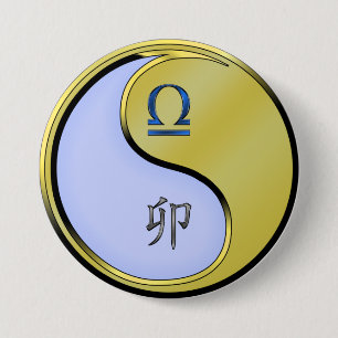 Libra & Metal Rabbit 7.5 Cm Round Badge