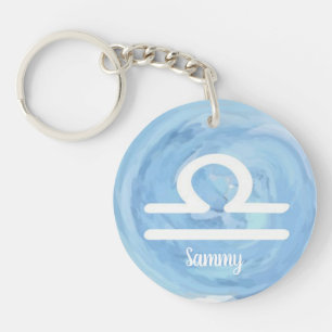 Libra Personalised Watercolor Zodiac Sign Key Ring