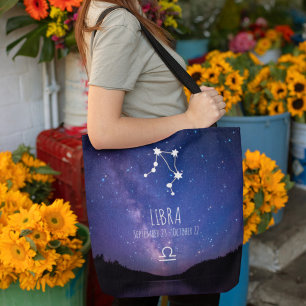Libra   Personalised Zodiac Constellation Tote Bag