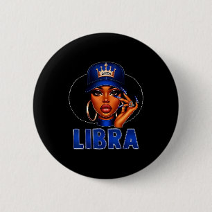 Libra Queen Black Woman With Cap Crown Afro Girl Z 6 Cm Round Badge