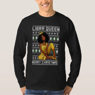 Libra Queen Merry Christmas For Black Women T-Shirt