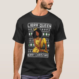 Libra Queen Merry Christmas For Black Women T-Shirt