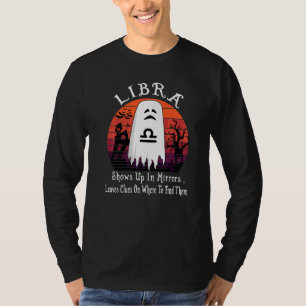 Libra Retro Ghost Zodiac Sign Halloween Costume T-Shirt