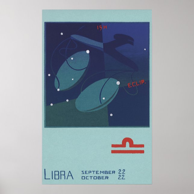 Libra Scale Constellation Vintage Zodiac Astrology Poster (Front)