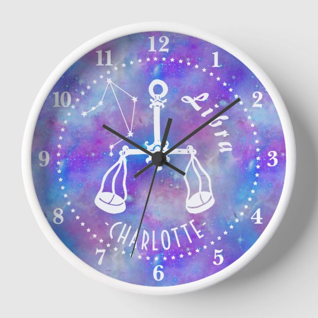 Libra Scales Constellation Stars Name Birthday Clock (Front)