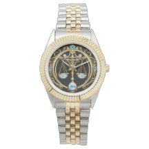 Libra Scales, Opal and Gold Personalized Zodiac 