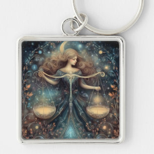 Libra Scales Zodiac Astrology Celestial Birthday Key Ring