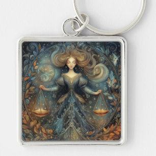 Libra Scales Zodiac Astrology Mystical Birthday Key Ring