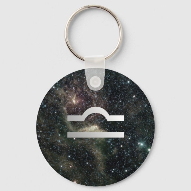 Libra Scales Zodiac Star Sign Universe Key Ring (Front)