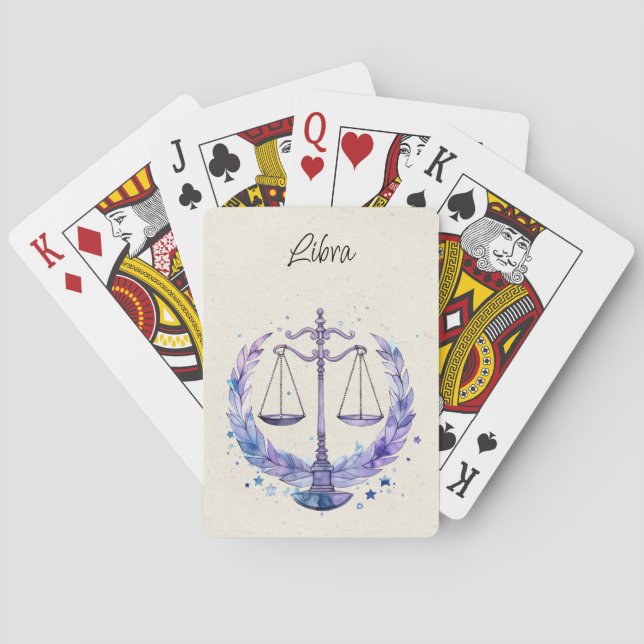 Libra Scales Zodiac Watercolor  Playing Cards (Back)