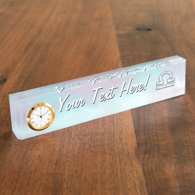 Libra Sign Mother of Pearl Style Nameplate (Side)
