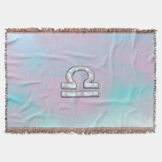 Libra Sign Mother of Pearl Style Throw Blanket (Front)
