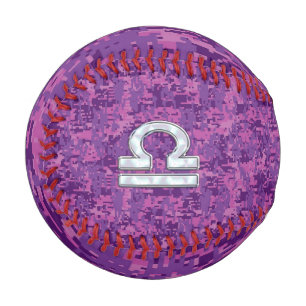 Libra Sign on Fuchsia Digital Camo Baseball